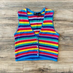 Vintage Rainbow Knit Sweater Vest